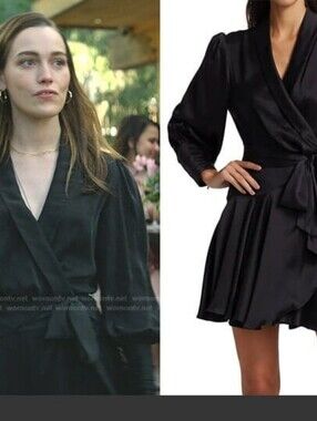 ASO LOVE QUINN VICTORIA PEDRETTI Zimmermann Satin Black Wrap Dress